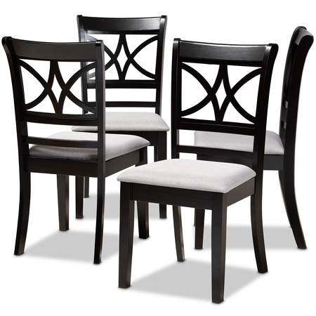 BAXTON STUDIO Clarke Grey Upholstered and Espresso Wood 4-Piece Dining Chair Set 166-10759